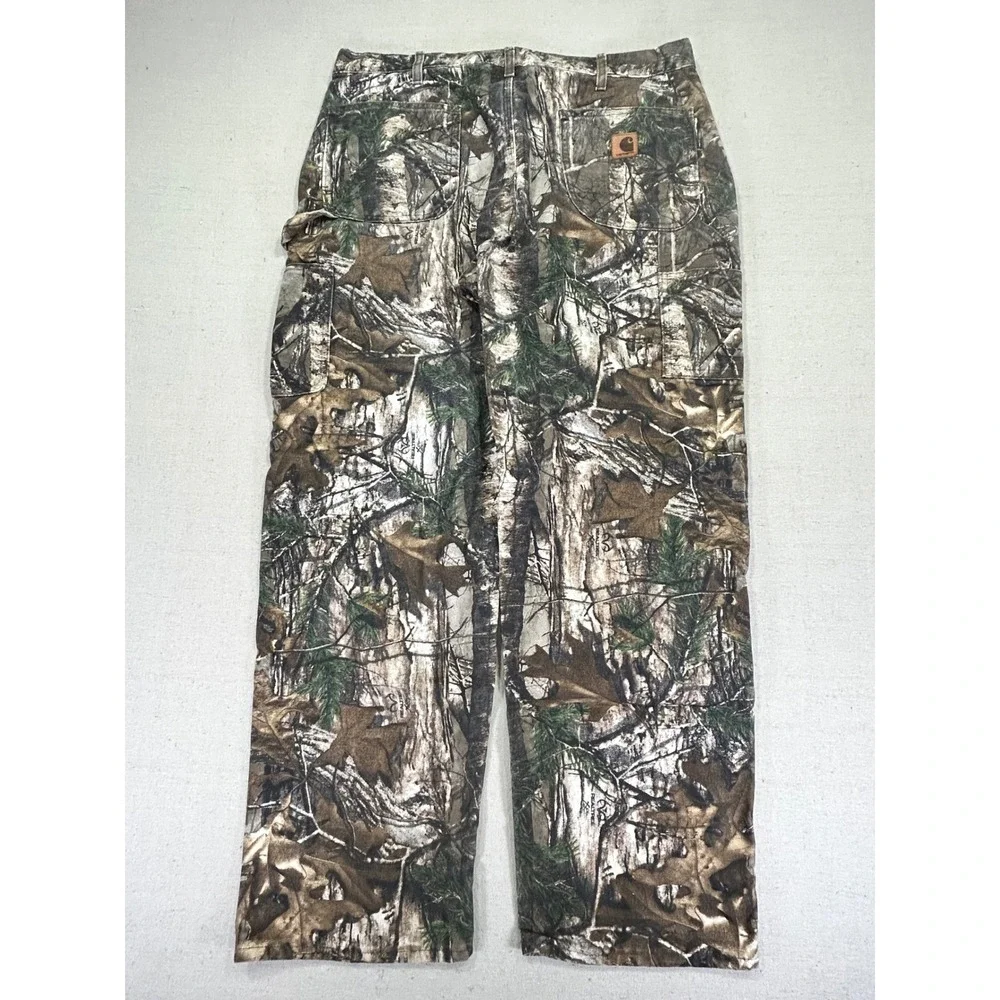 Vintage Carhartt Men 38 B235977 Camo Dungaree Hunting Carpenter Cargo Pants‎ USA